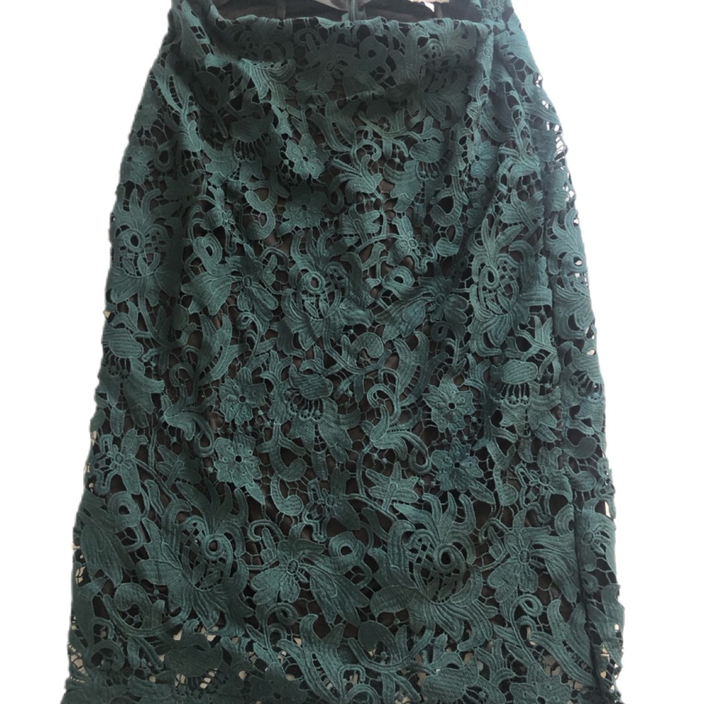 Jennifer Lopez Forest Emerald Green Lace Pencil Skirt RN73277 100% Polyester